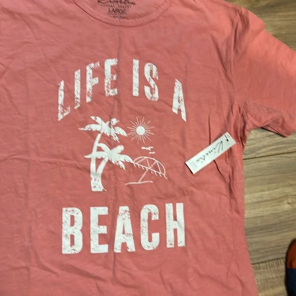 NWT. Woman’s Kinetix casual luxury pink “life is a beach” T-shirt. Size L. - Picture 2 of 6